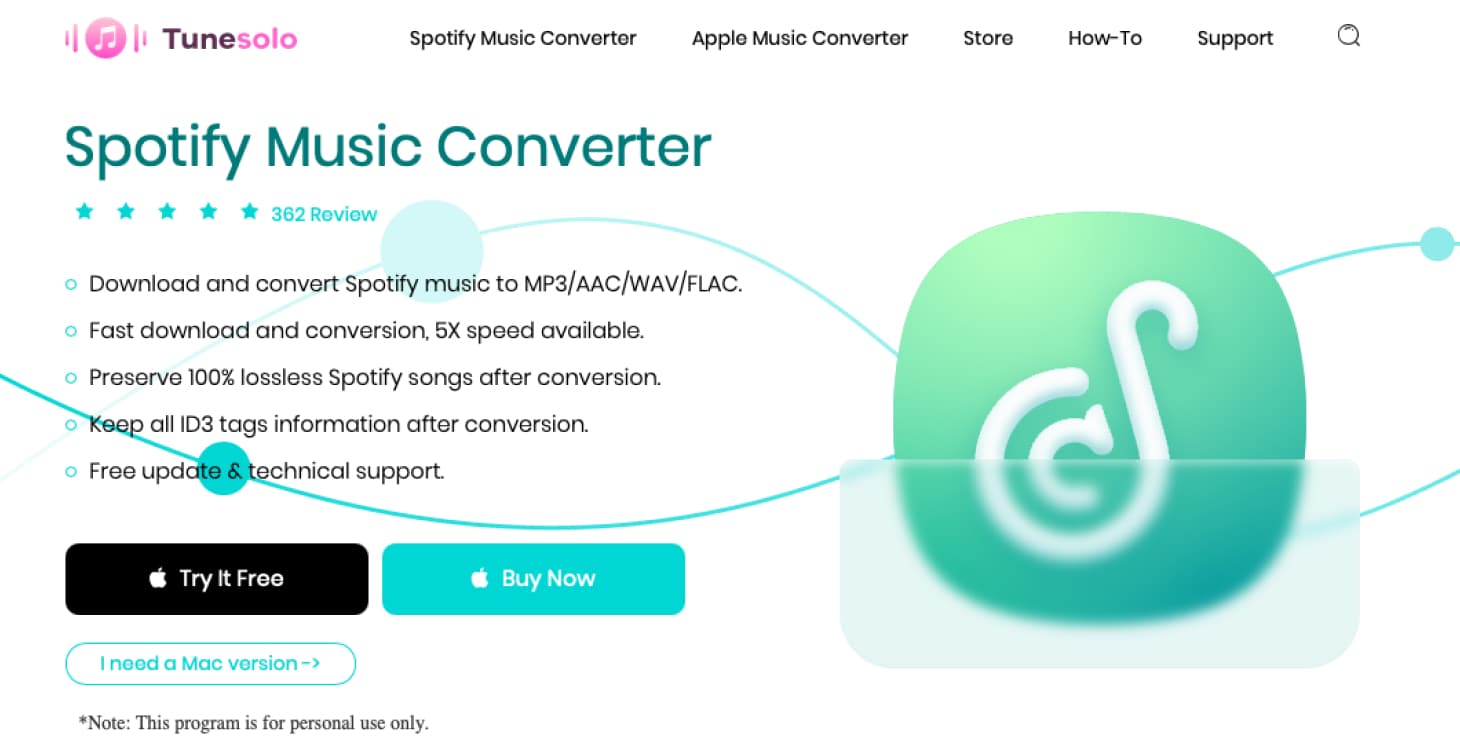 Caratteristiche principali dell'app TuneSolo Spotify Music Converter