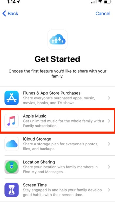 使用家庭共享共享 Apple Music 訂閱