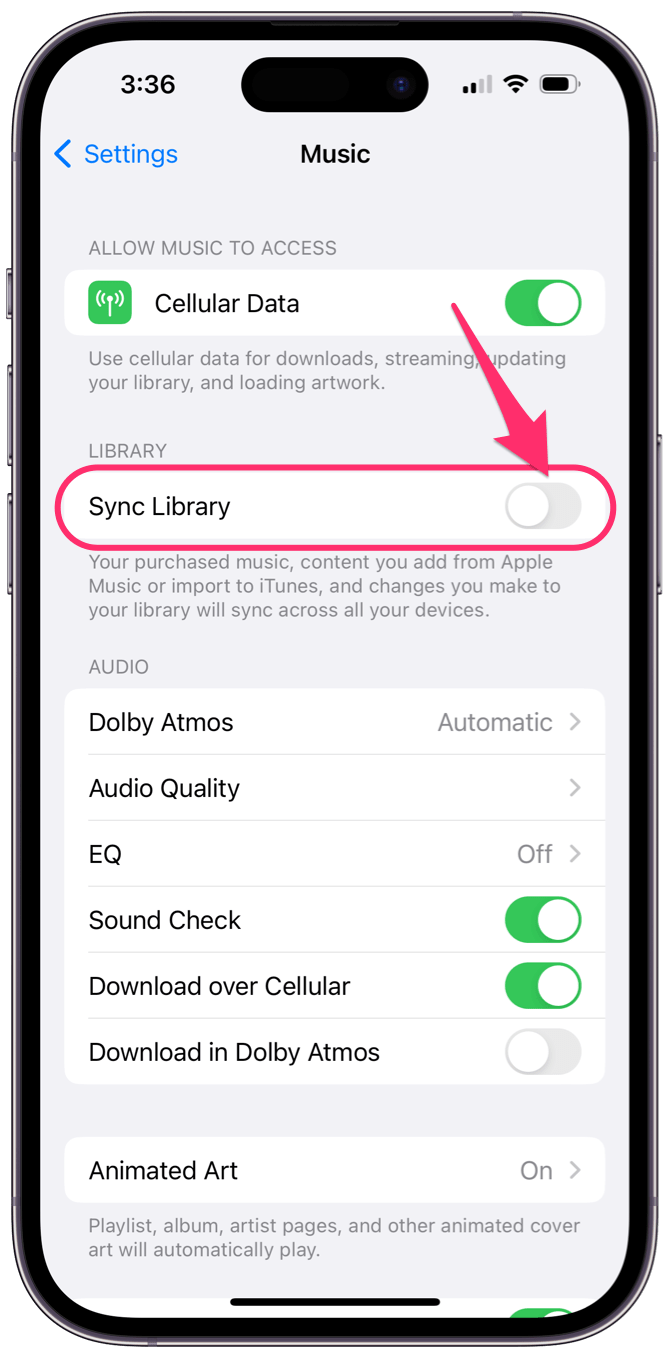 Wyłącz synchronizację biblioteki w Apple Music