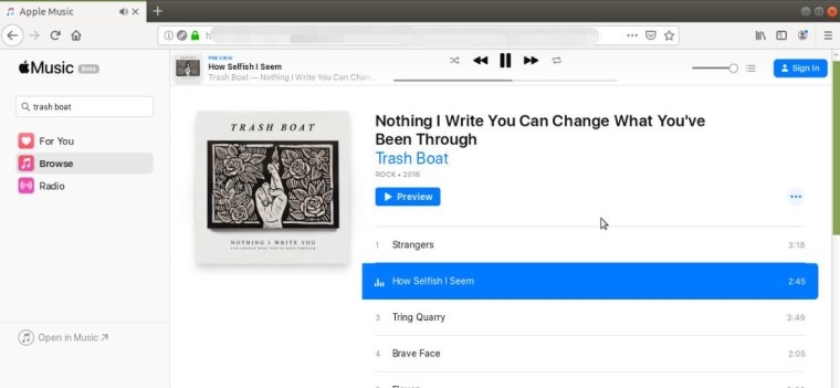 Воспроизведение Apple Music в Linux с помощью Apple Web Player