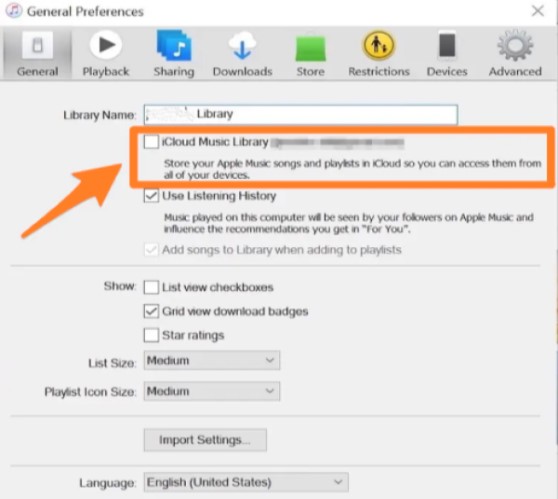 Отключить музыкальную библиотеку iCloud на Mac/ПК с Windows