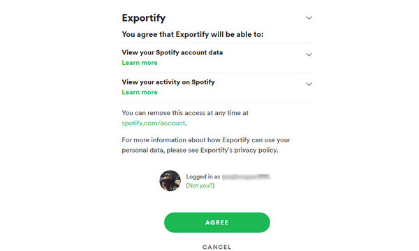 登錄到 Spotify 出口帳戶