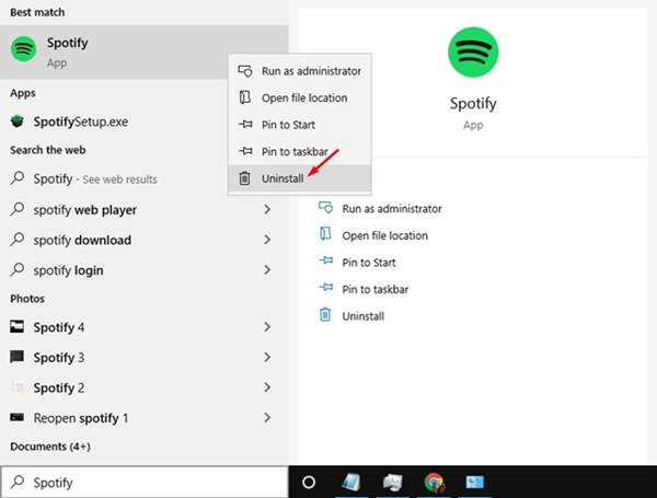 Переустановка Spotify в Windows