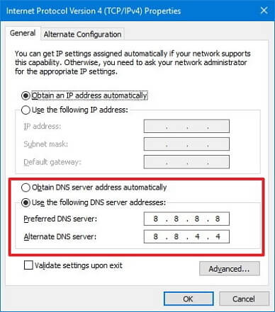 Wijzig Windows DNS in Oplossen Spotify Foutcode 4