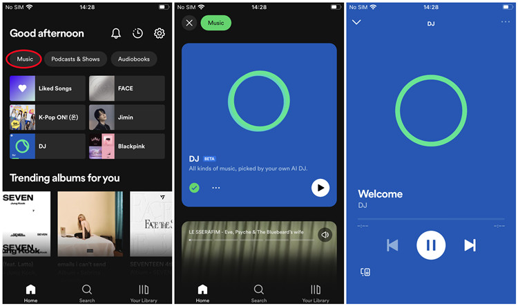 Comment puis-je allumer Spotify Mode DJ sur mobile