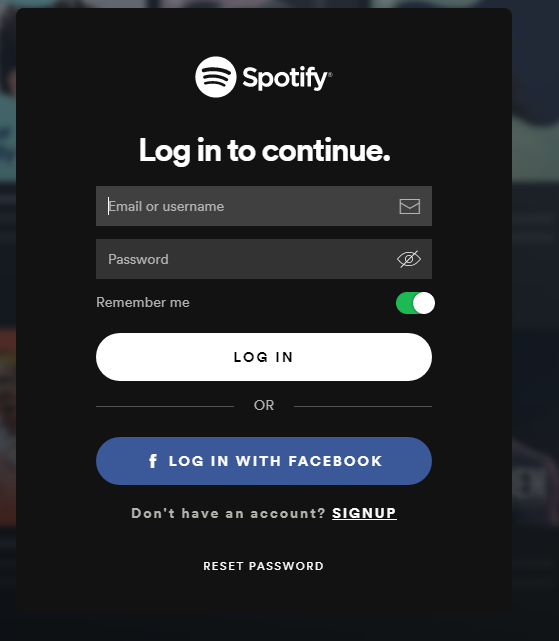 使用您的FSUID和密码登录页面 Spotify 账号