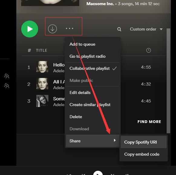 Как поделиться Spotify Плейлисты через рабочий стол