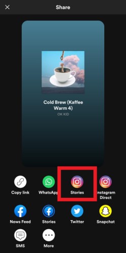 공유 Spotify Instagram Story의 노래를 쉽게