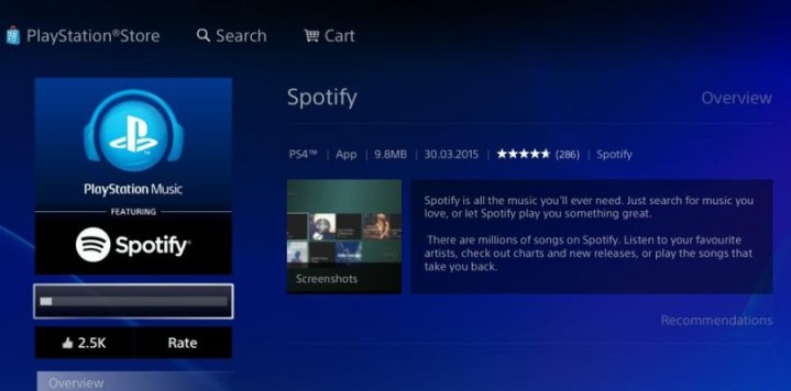 Обновить Spotify Приложение на PS4